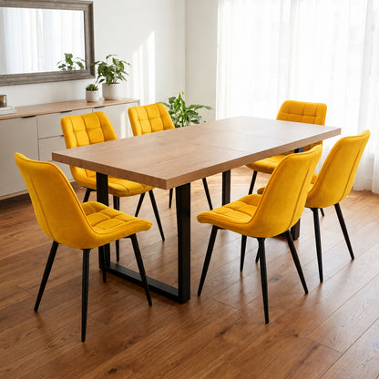 Aurora - Dining Chair - Yellow Velvet