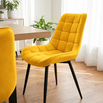 Aurora - Dining Chair - Yellow Velvet