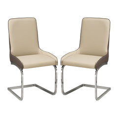 Ensemble de 2 chaises / 36"H / Simili-Cuir Brun / Chrome