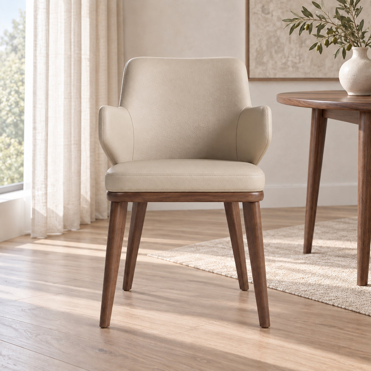 Bria - Dining Chair - Beige Leather