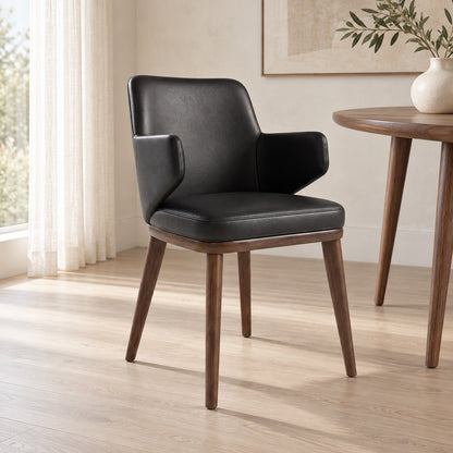 Bria - Chaise de Salle à Manger - Cuir Noir