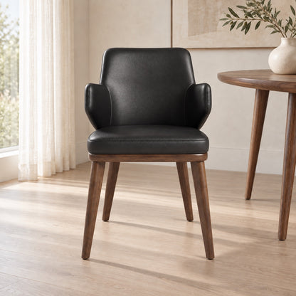 Bria - Chaise de Salle à Manger - Cuir Noir