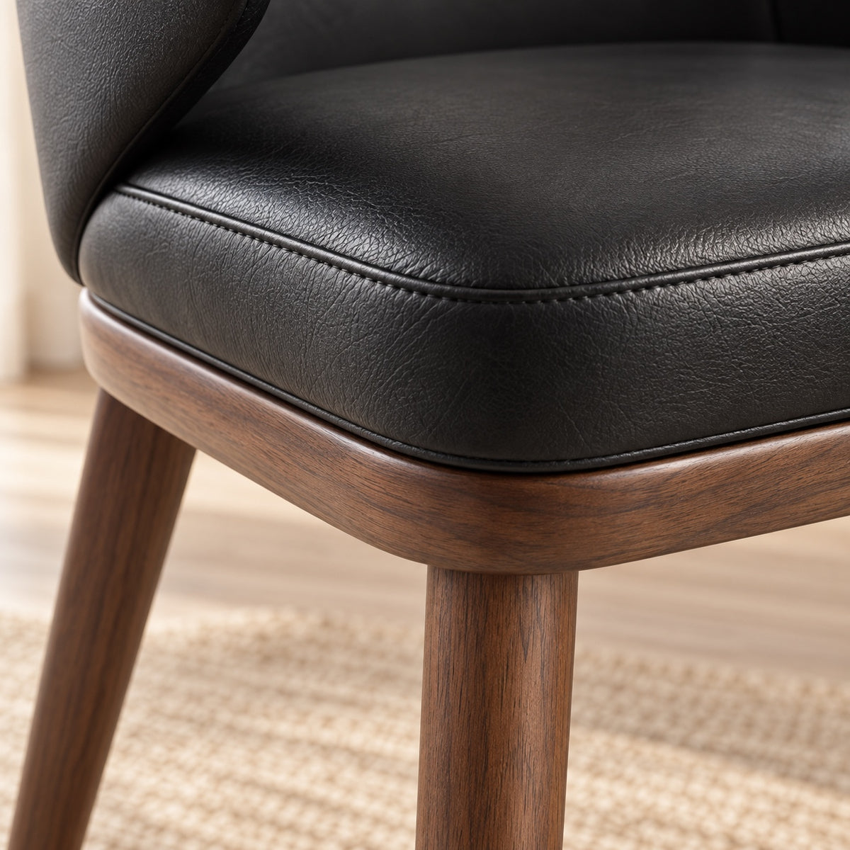 Bria - Chaise de Salle à Manger - Cuir Noir