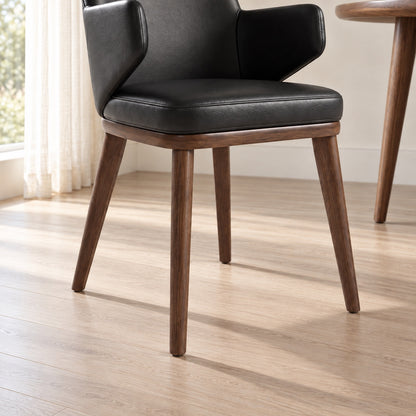 Bria - Chaise de Salle à Manger - Cuir Noir