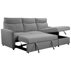 L-shaped Reversible Sectional Sofa Bed - Marley - Gray Fabric