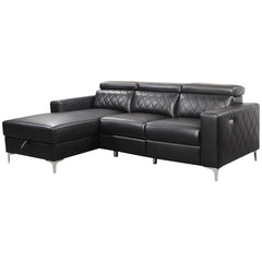 L-Shaped Sectional Sofa - Diego - Black Leather