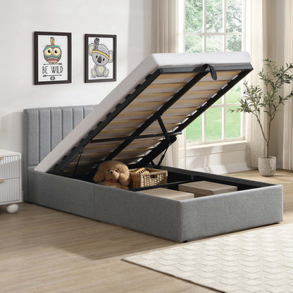 Norah - Twin Bed with Storage - Grey Fabric