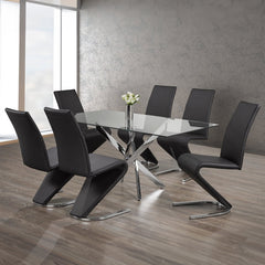 DINING TABLE SET - 7 PIECES - GLASS TABLE