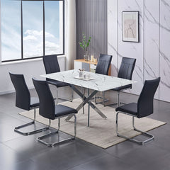 DINING TABLE SET - 7 PIECES - MARBLE TABLE