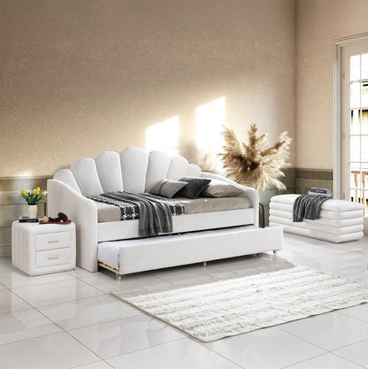 Caleni - Lit simple de jour avec trundle - Blanc