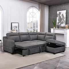 Sectional L-Shaped Sofa Bed - Gabriella - Gray Fabric