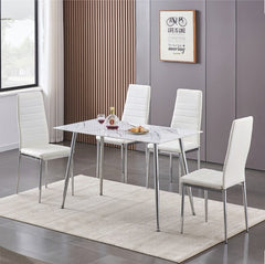 DINING TABLE SET - 5 PIECES - MARBLE TABLE