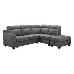 Sectional L-Shaped Sofa Bed - Gabriella - Gray Fabric