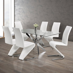 DINING TABLE SET - 7 PIECES - GLASS TABLE