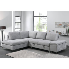 L-Shaped Sectional Sofa Bed - Matteo - Gray Fabric