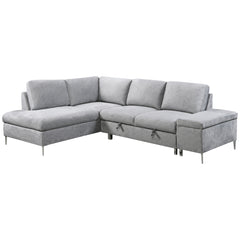 Sofa lit Sectionnel en L - Matteo - Tissu Gris