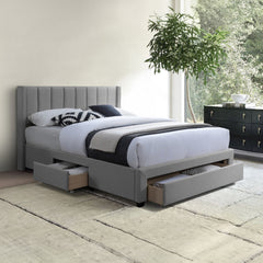 Bed - Queen / Gray Fabric