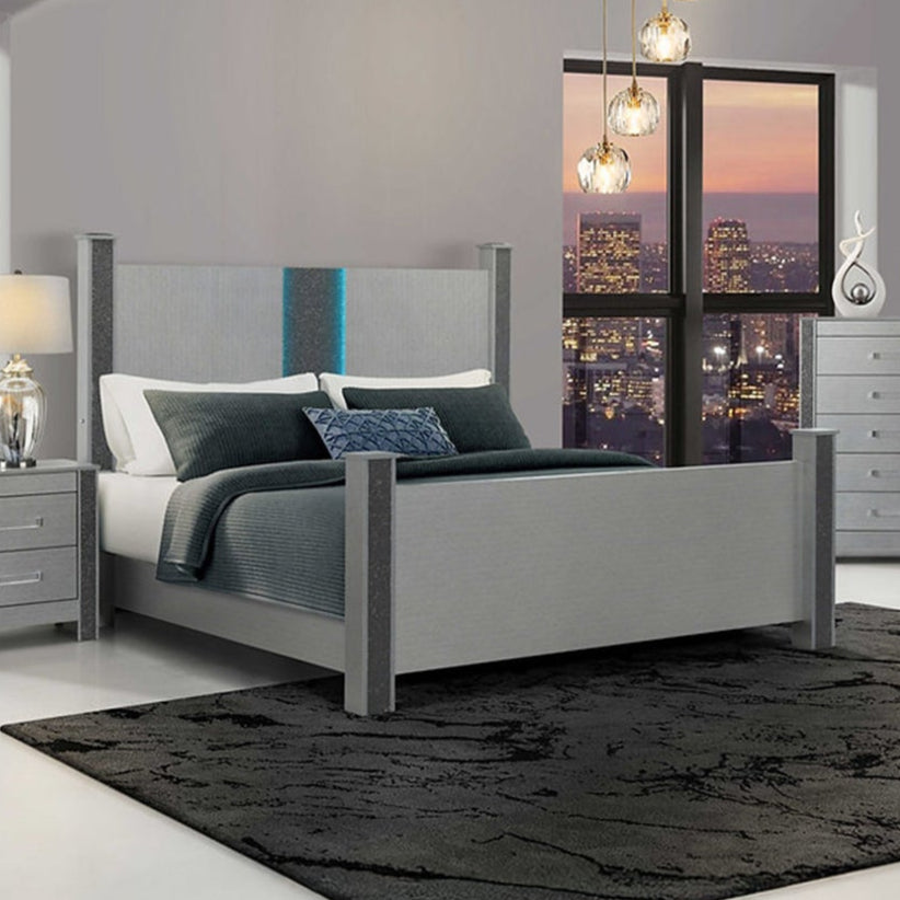 Avenzo - Queen Bed - Silver