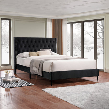 Roxane - Double Bed - Black Velvet