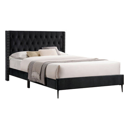 Roxane - Double Bed - Black Velvet
