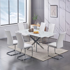 DINING TABLE SET - 7 PIECES - MARBLE TABLE