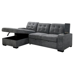 Sectional L-Shaped Sofa Bed - Ava - Gray Fabric