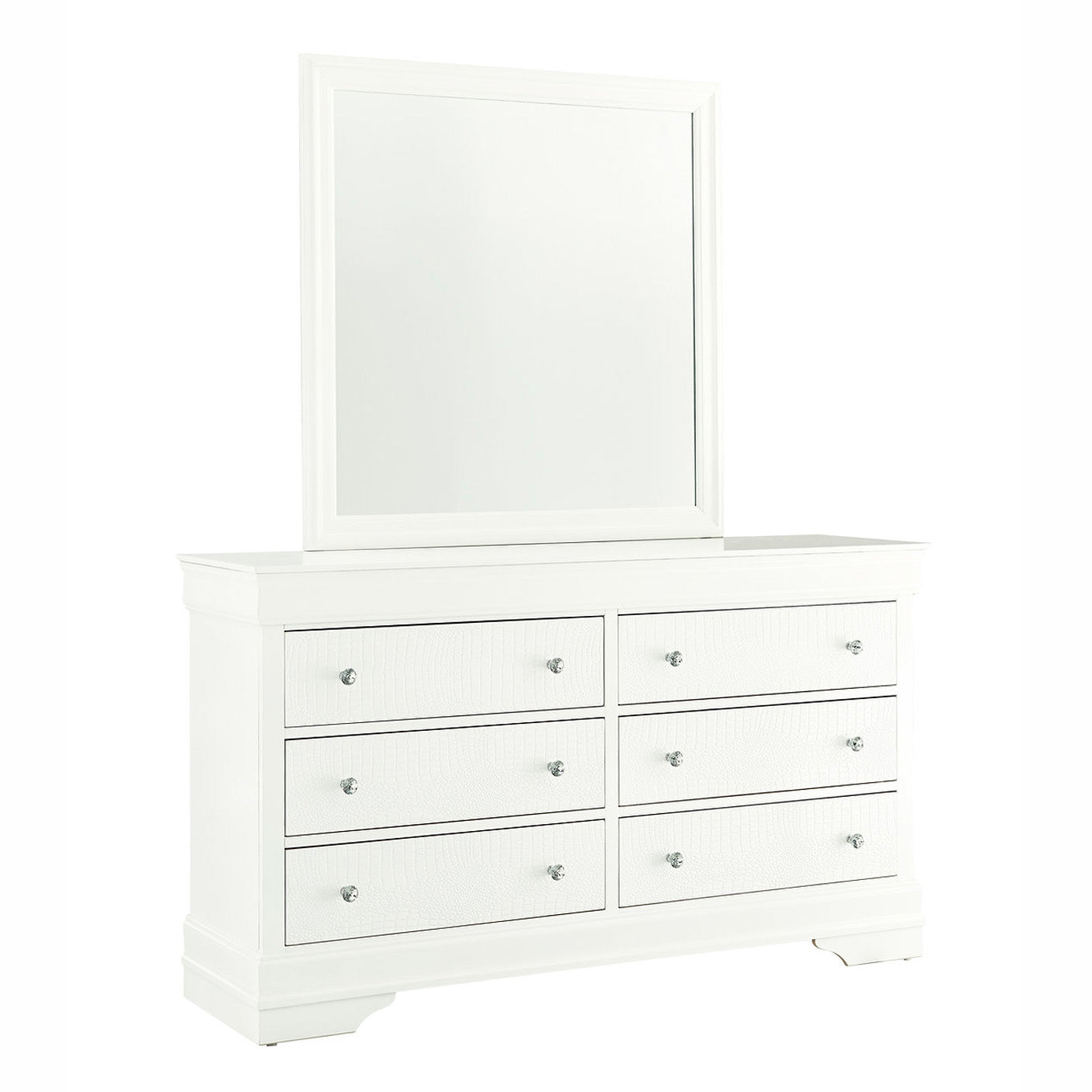 Orelis - 6-drawer dresser with mirror - White