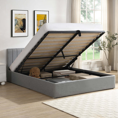 Norah - Full Bed with Storage - Grey Fabric