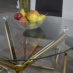 Dining Table - 39" / Gold Metal / Tempered Glass