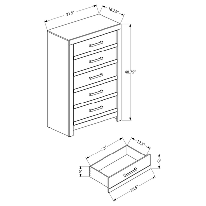 Aurelia - 5-Drawer Chest - Natural Finish