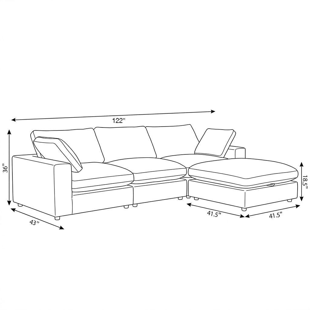 Cozy - Sofa Modulaire Sectionnel - Tissu Gris