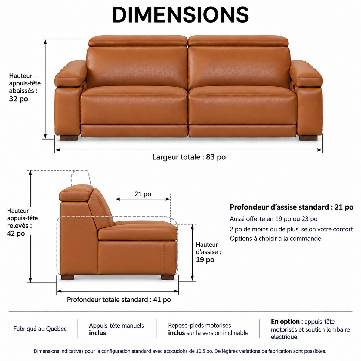 Levanto - Power Reclining Condo Sofa - Genuine Cognac Leather