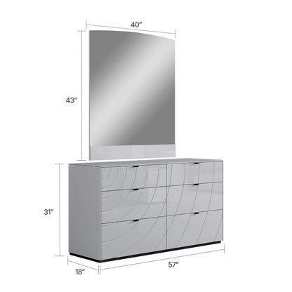 Aveline - Commode à 6 tiroirs avec miroir - Gris