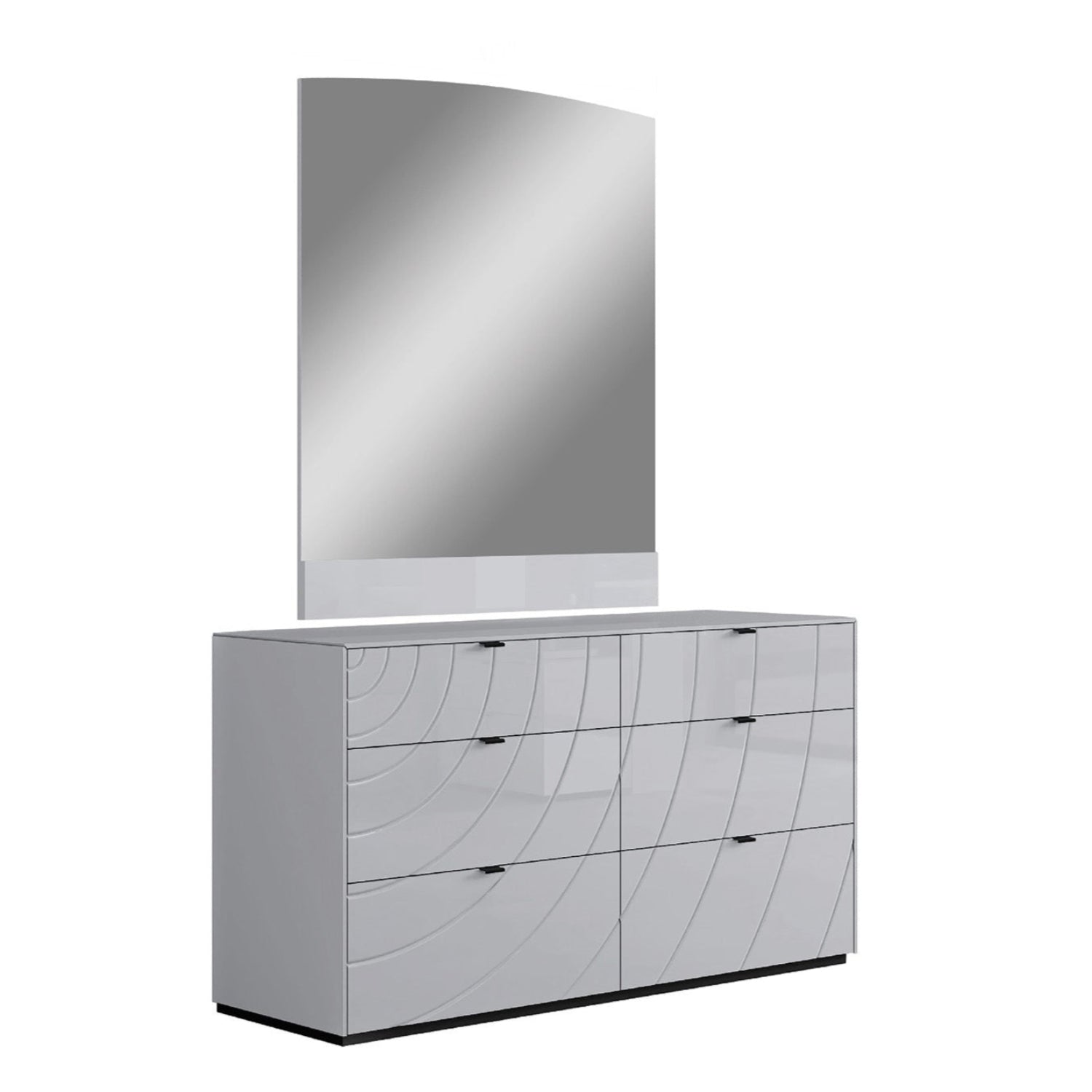 Aveline - Commode à 6 tiroirs avec miroir - Gris