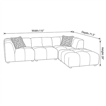 Canopy - Sofa Sectionnel Modulaire Reversible - Tissu Gris
