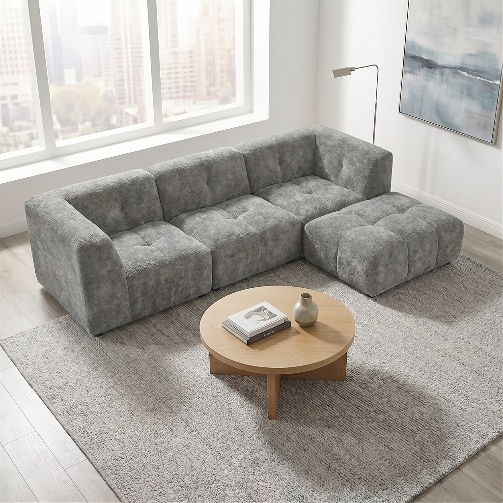 Canopy - Sofa Sectionnel Modulaire Reversible - Tissu Gris