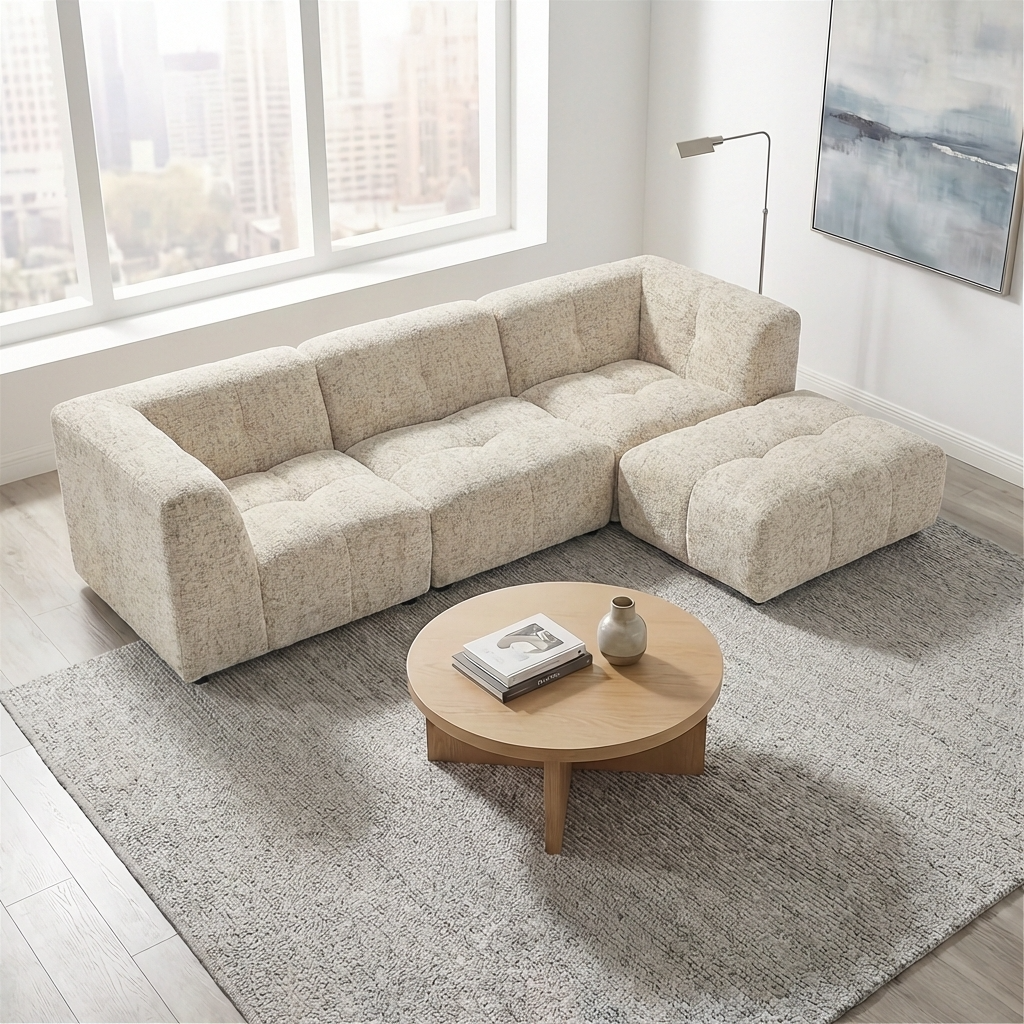 Canopy - Sofa Sectionnel Modulaire Reversible - Tissu Beige