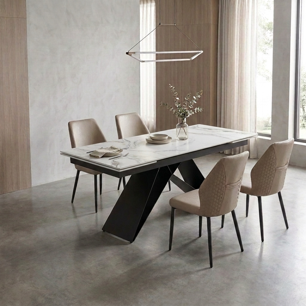 Solene/Dawson Dining Room Set - Chanel Sintered Stone and Beige