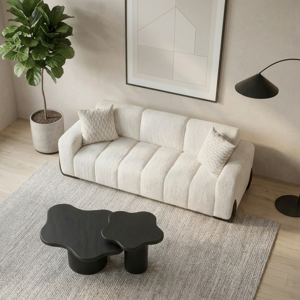 Boreal - Sofa - Tissu Bouclé Ivoire