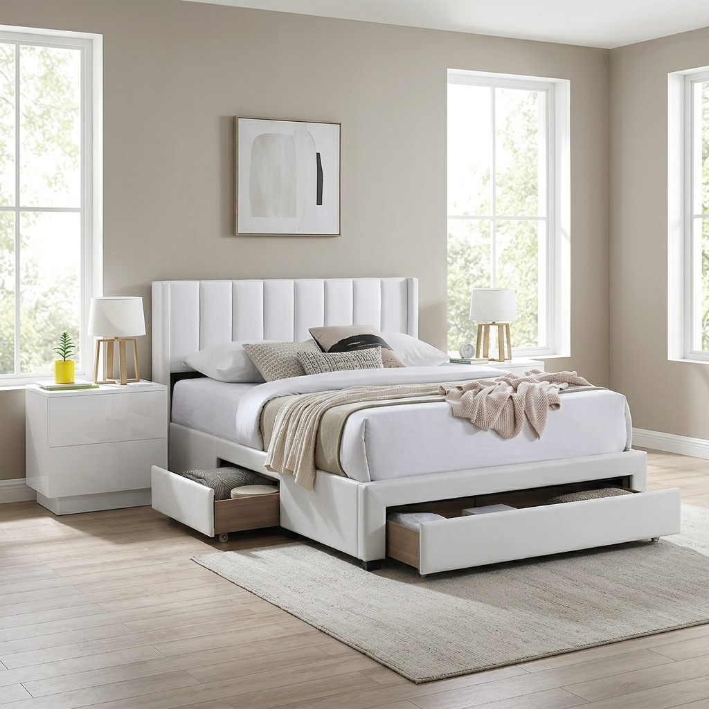 Tessa - Full Bed - Beige Fabric