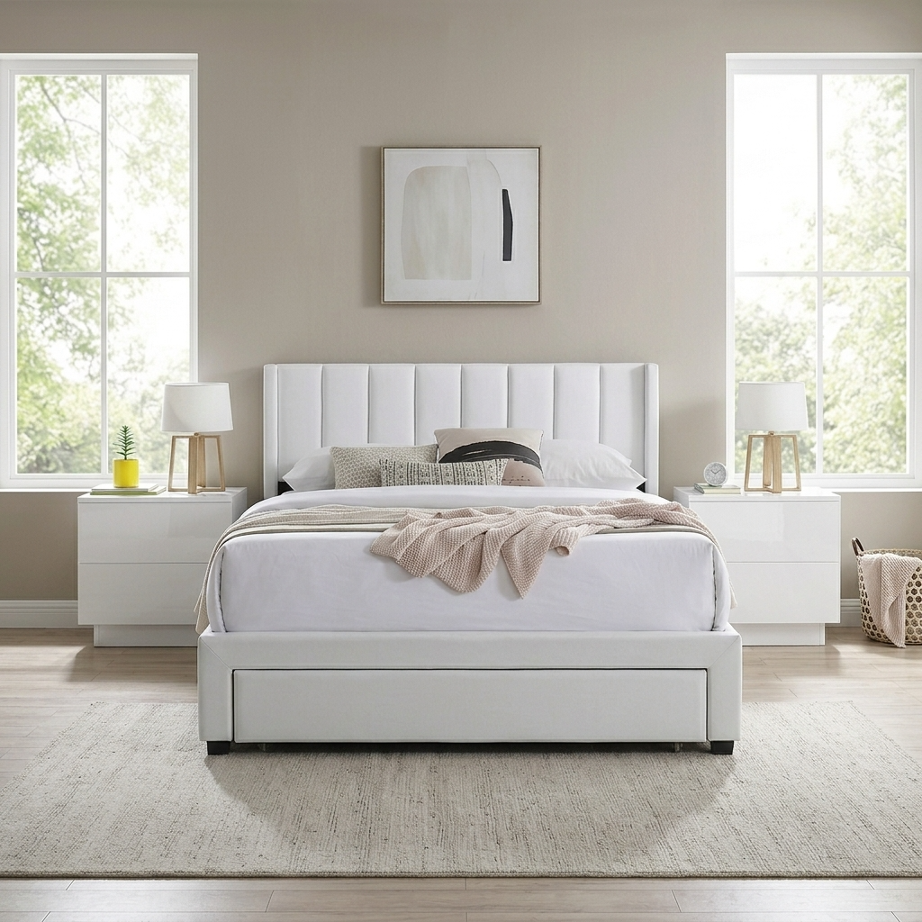 Tessa - Full Bed - Beige Fabric