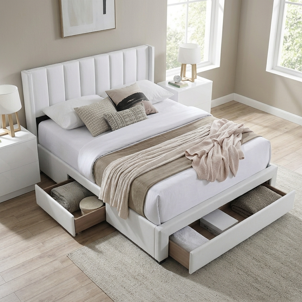 Tessa - Full Bed - Beige Fabric