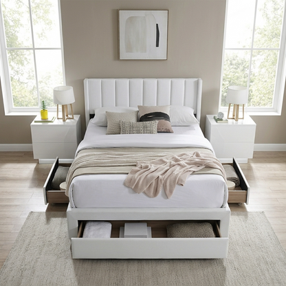Tessa - Full Bed - Beige Fabric