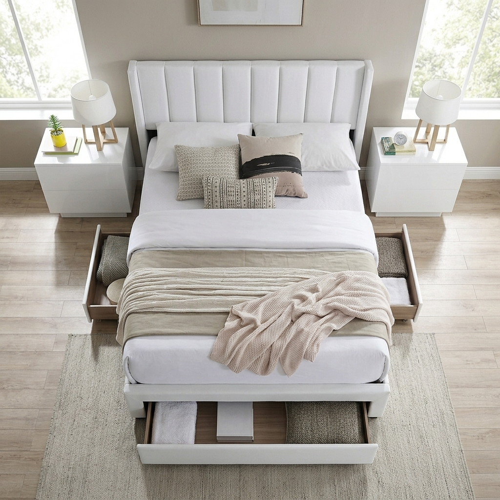 Tessa - Full Bed - Beige Fabric