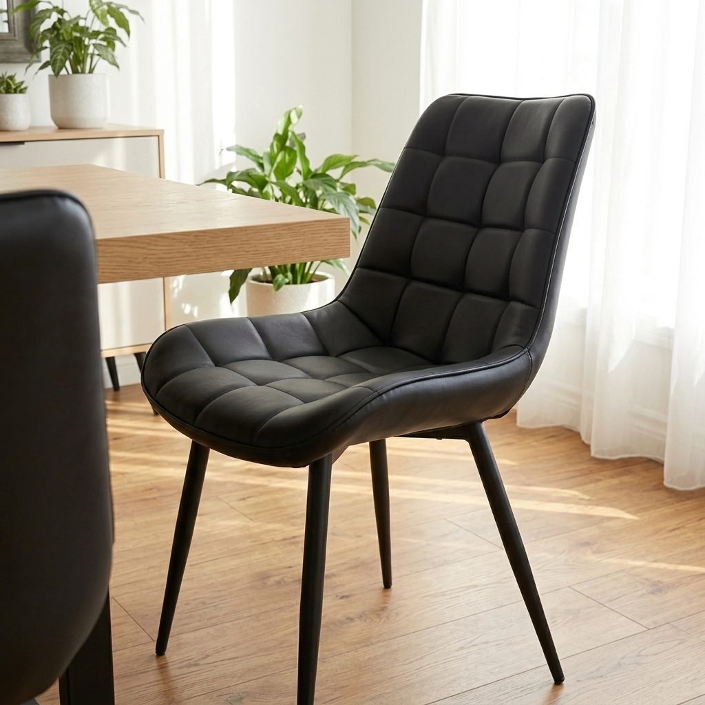 Aurora - Chaise de Salle à Manger - Simili-Cuir Noir