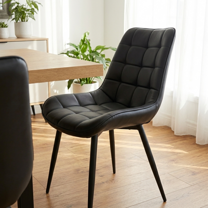 Aurora - Chaise de Salle à Manger - Simili-Cuir Noir