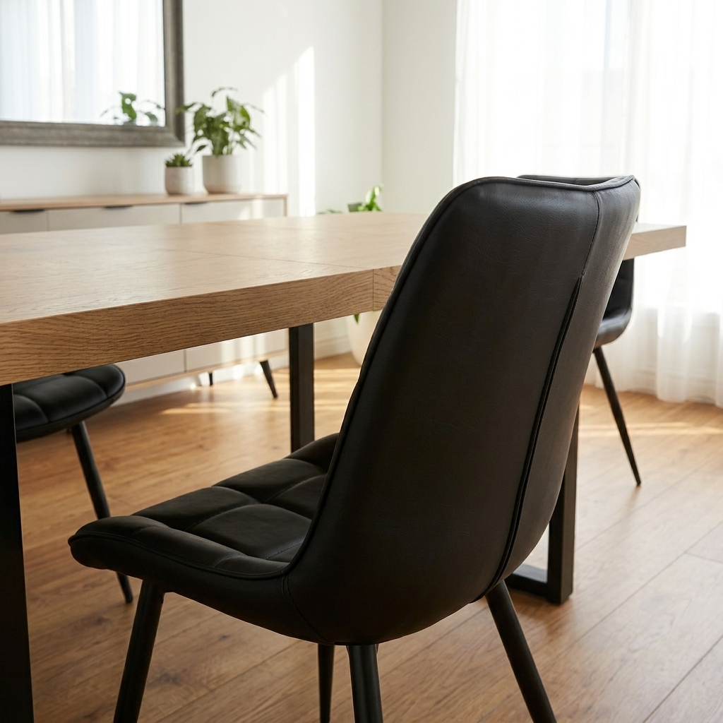 Aurora - Chaise de Salle à Manger - Simili-Cuir Noir