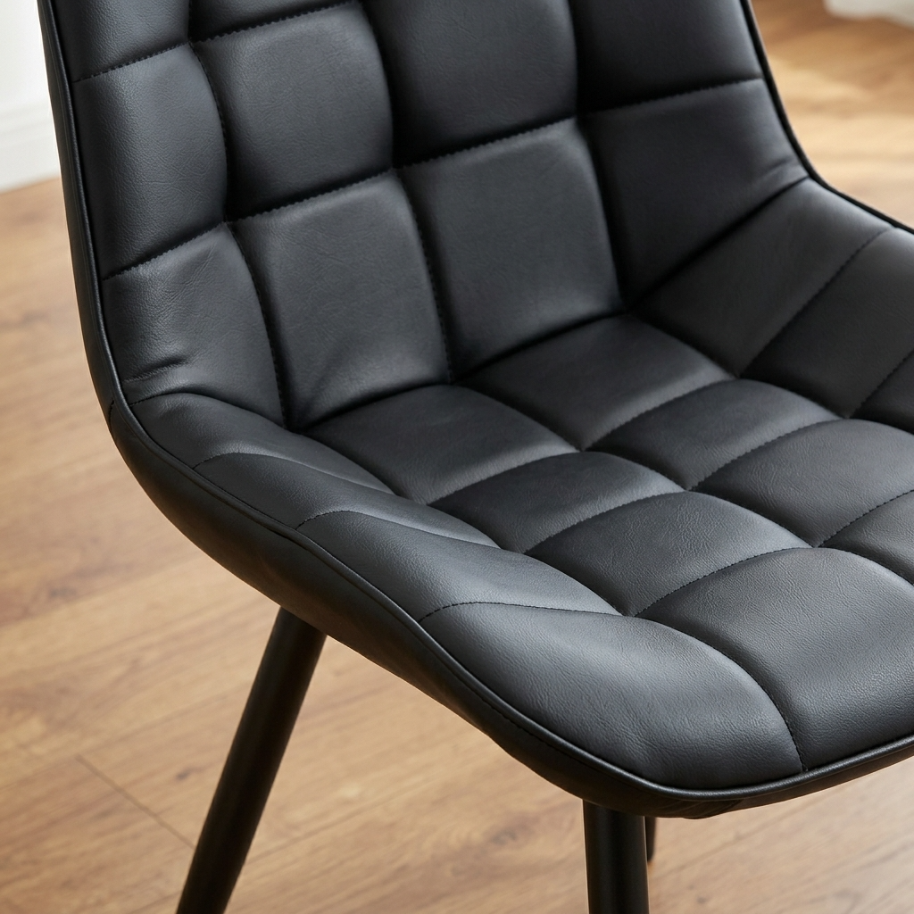 Aurora - Chaise de Salle à Manger - Simili-Cuir Noir