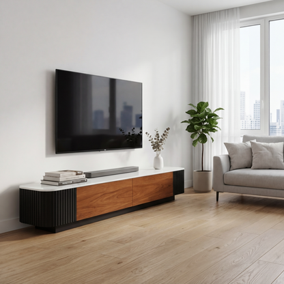 Lucca - TV Stand - Black and Wood - 78 in
