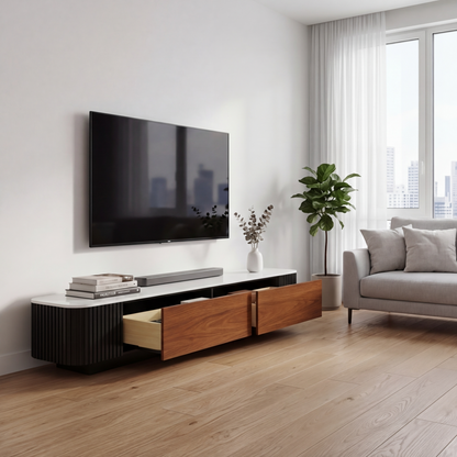 Lucca - TV Stand - Black and Wood - 78 in